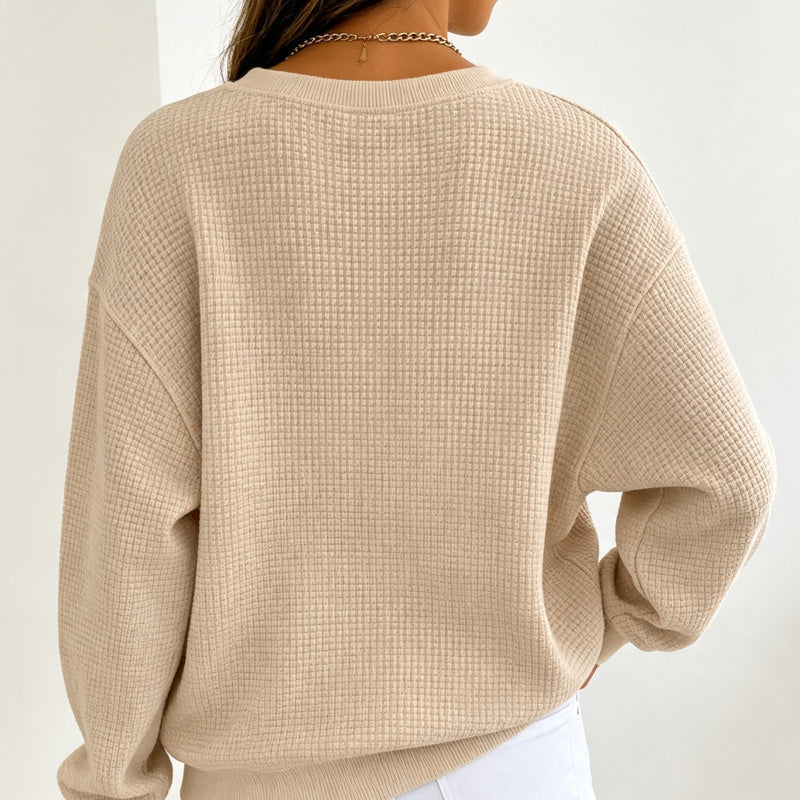 CLEARANCE SALE🔥 Women's Waffle Knit Crewneck Sweatshirt
