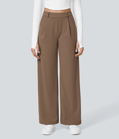 High Waisted Side Pocket Straight Leg Work Pants