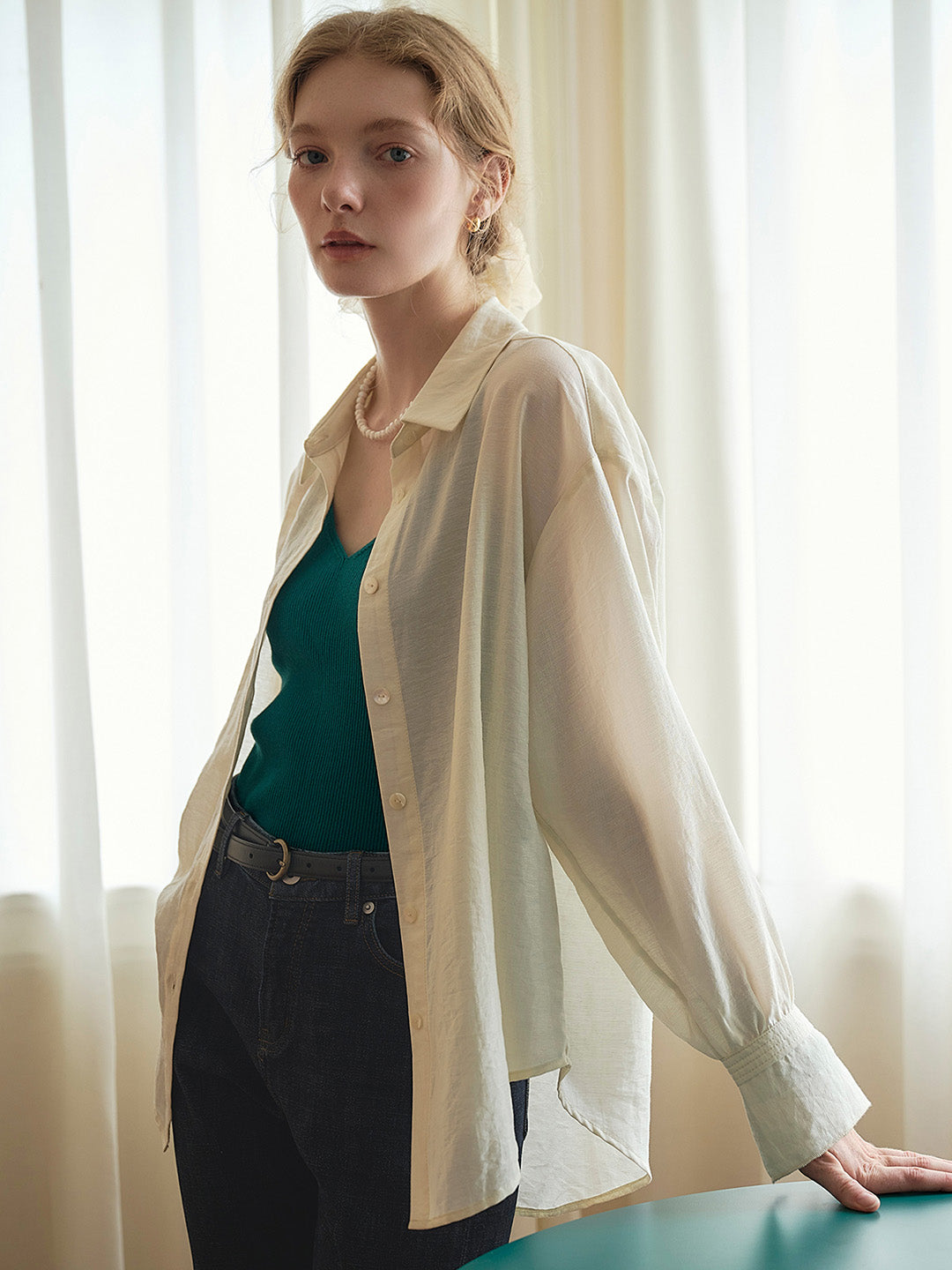 Casual All-match Side Slit Shirt