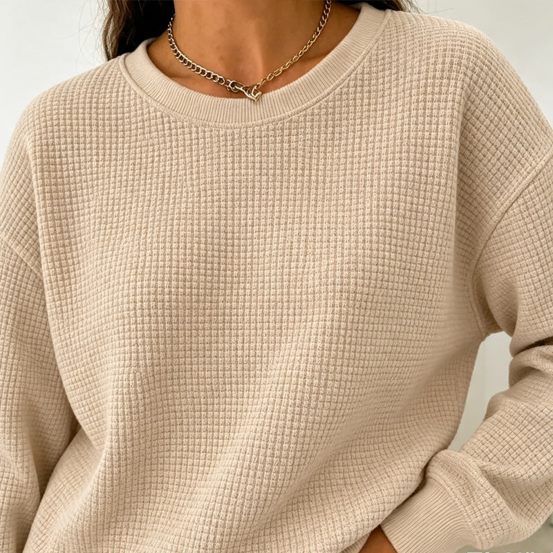 CLEARANCE SALE🔥 Women's Waffle Knit Crewneck Sweatshirt