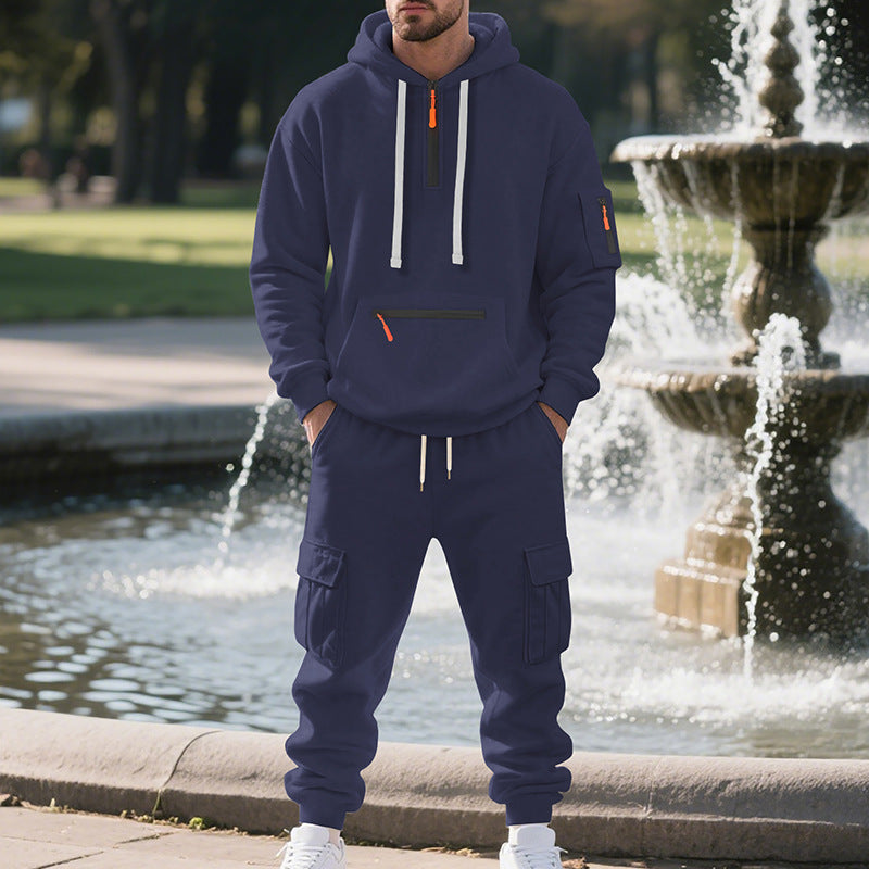 Men's Winter Fleece Lined Casual Set Long Sleeve Jacket & Pants
