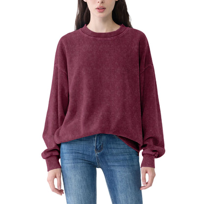 Oversized Waffle Sweatshirt Cotton Pullover