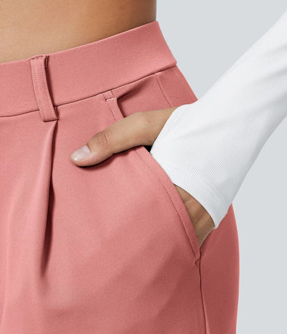 High Waisted Side Pocket Straight Leg Work Pants