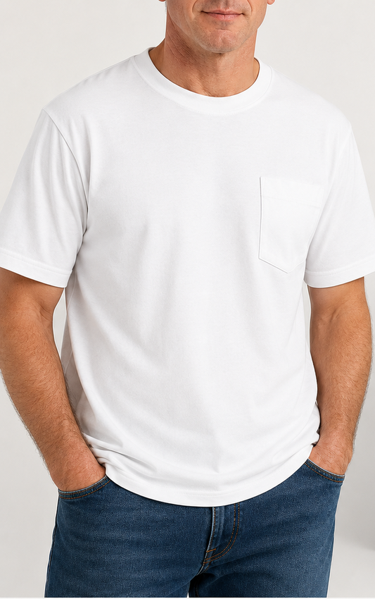 🔥Men's Heavyweight Cotton Pocket T-Shirt – Relaxed Fit Everyday Casual Tee | Big & Tall Available