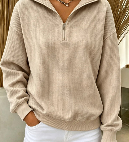 CLEARANCE SALE🔥Women's Waffle Knit Quarter-Zip Sweatshirt
