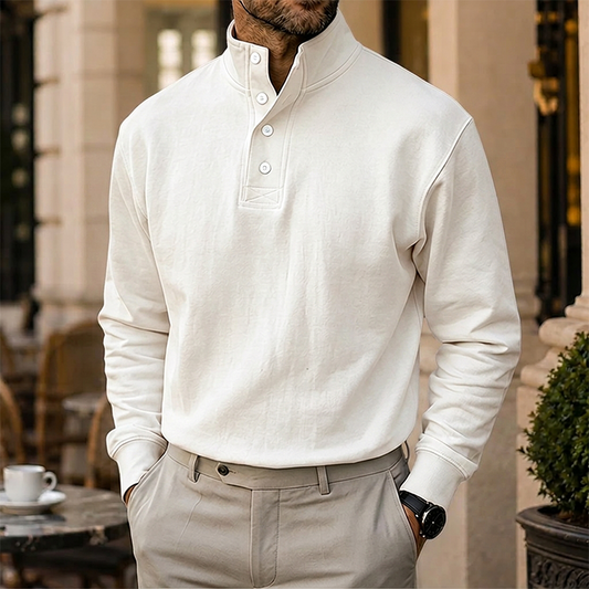 Gentleman's Simple Stand-up Collar Long-sleeved Sweatshirt