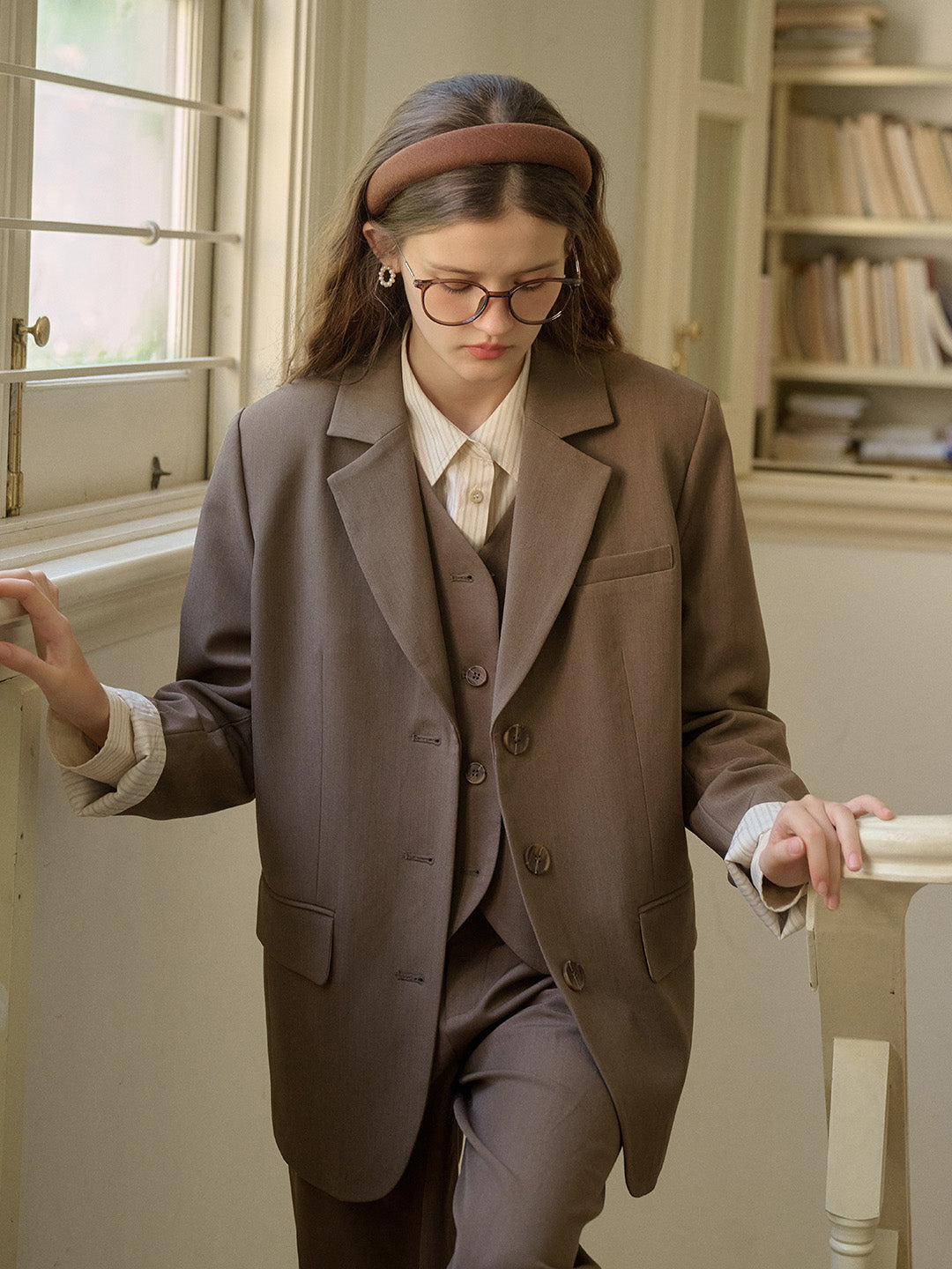 Classic Notched Lapel Pocket Back Slit Blazer