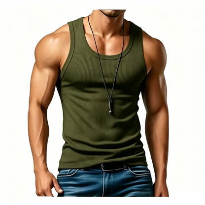 Men's Wide Strap Ribbed Tank Top