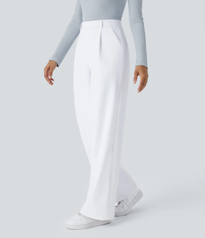 High Waisted Side Pocket Straight Leg Work Pants