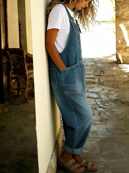 Women’s Vintage Denim Overalls – Relaxed Fit