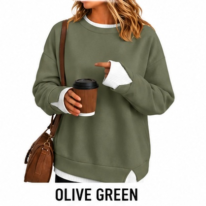 【LAST DAY SALE】Women's Layered Oversized Crew Neck Sweatshirt