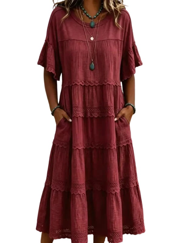 🔥Cool & breathable fabric🍃Women's Vintage Patchwork Lace Dress.