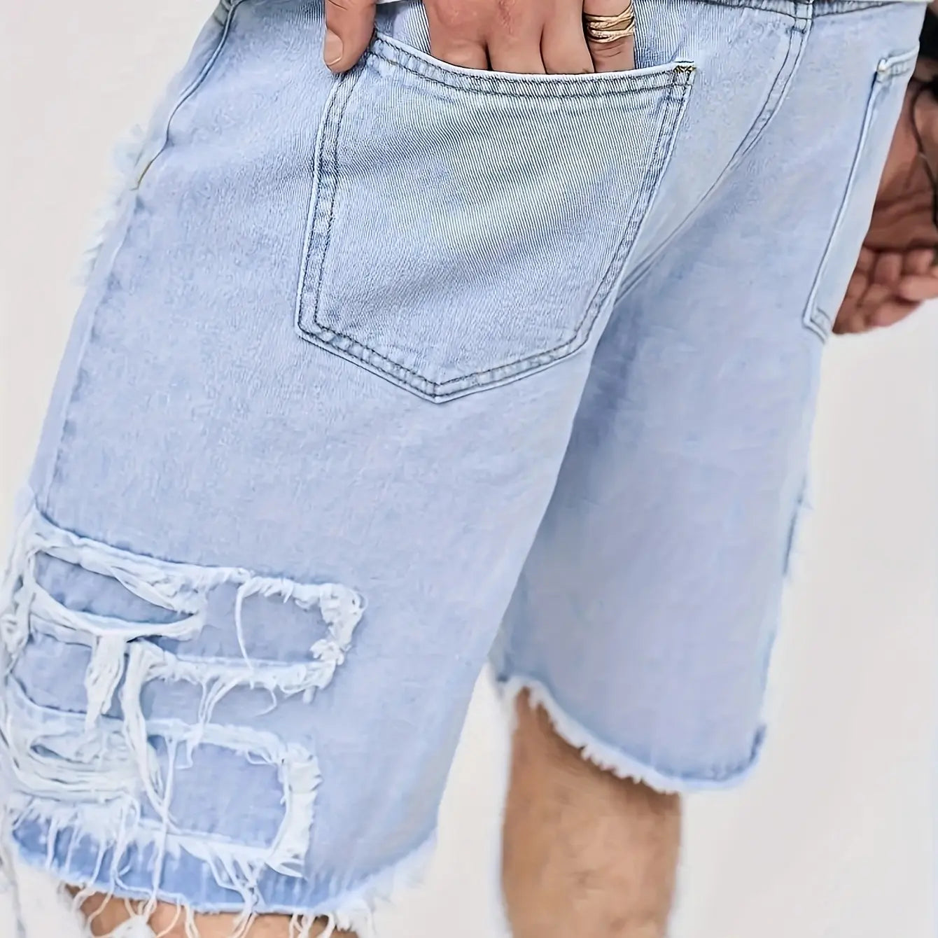 ⚡FINAL SALE⚡Raw Hem Denim Shorts with Rips – Edgy Urban Casual Warm-Weather Essential