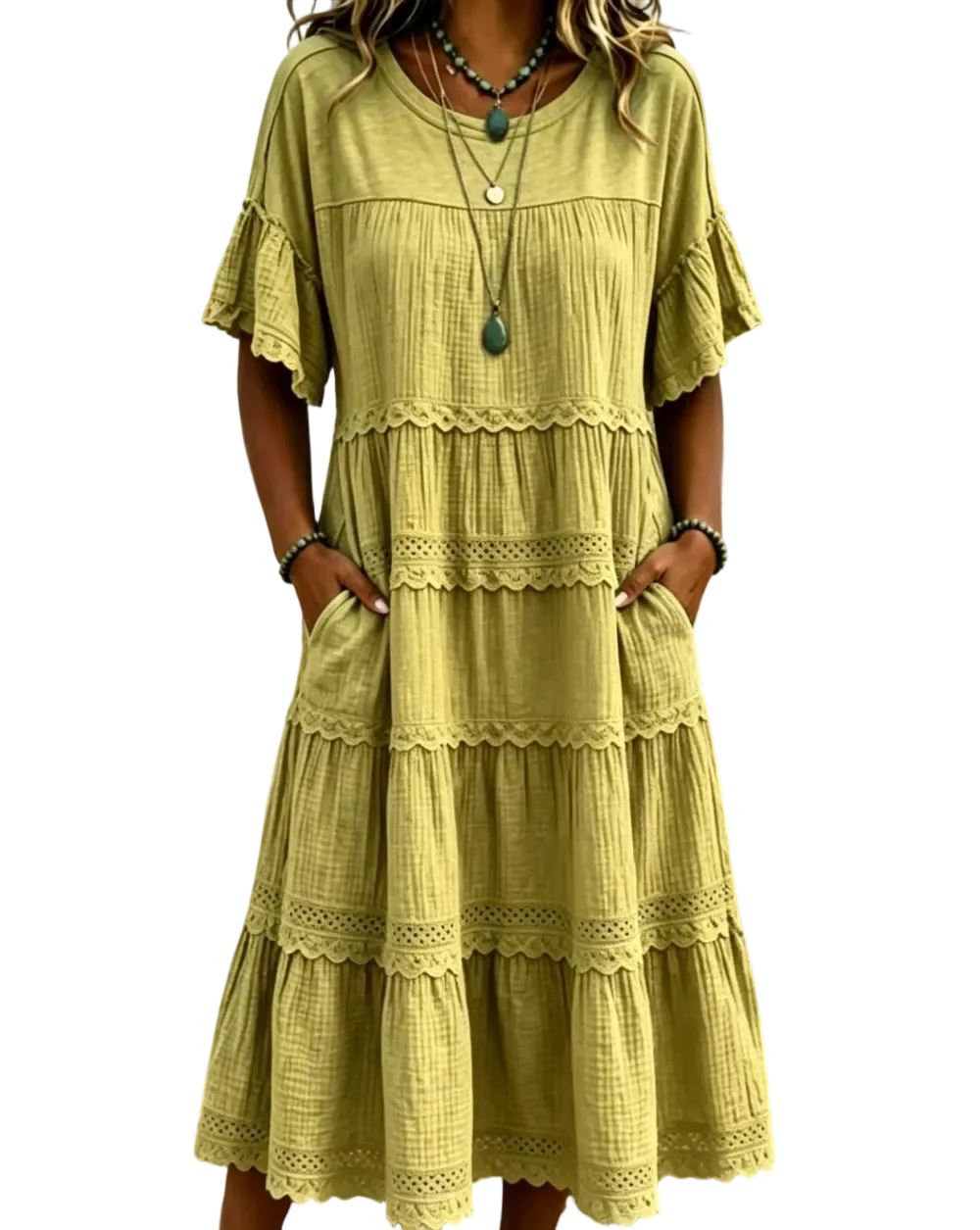 🔥Cool & breathable fabric🍃Women's Vintage Patchwork Lace Dress.