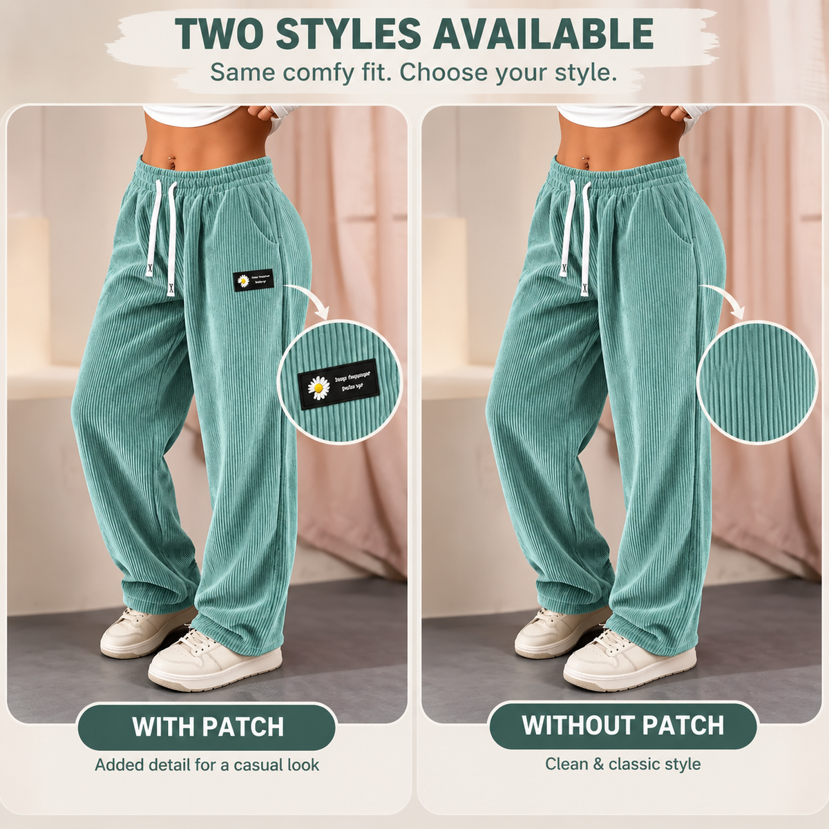 Bestseller🏆Women's Solid Straight Leg Corduroy Bottoms