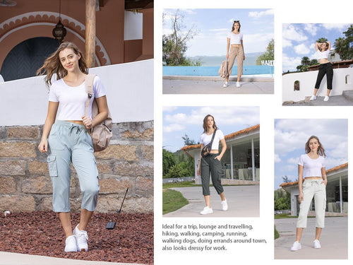 Women's Plus Size Cargo Capri Pants – Lightweight Loose Fit Summer Pants