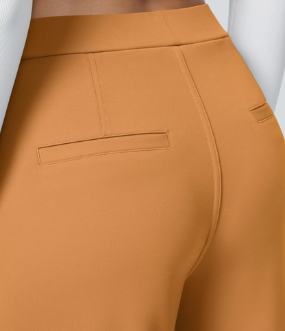 High Waisted Side Pocket Straight Leg Work Pants