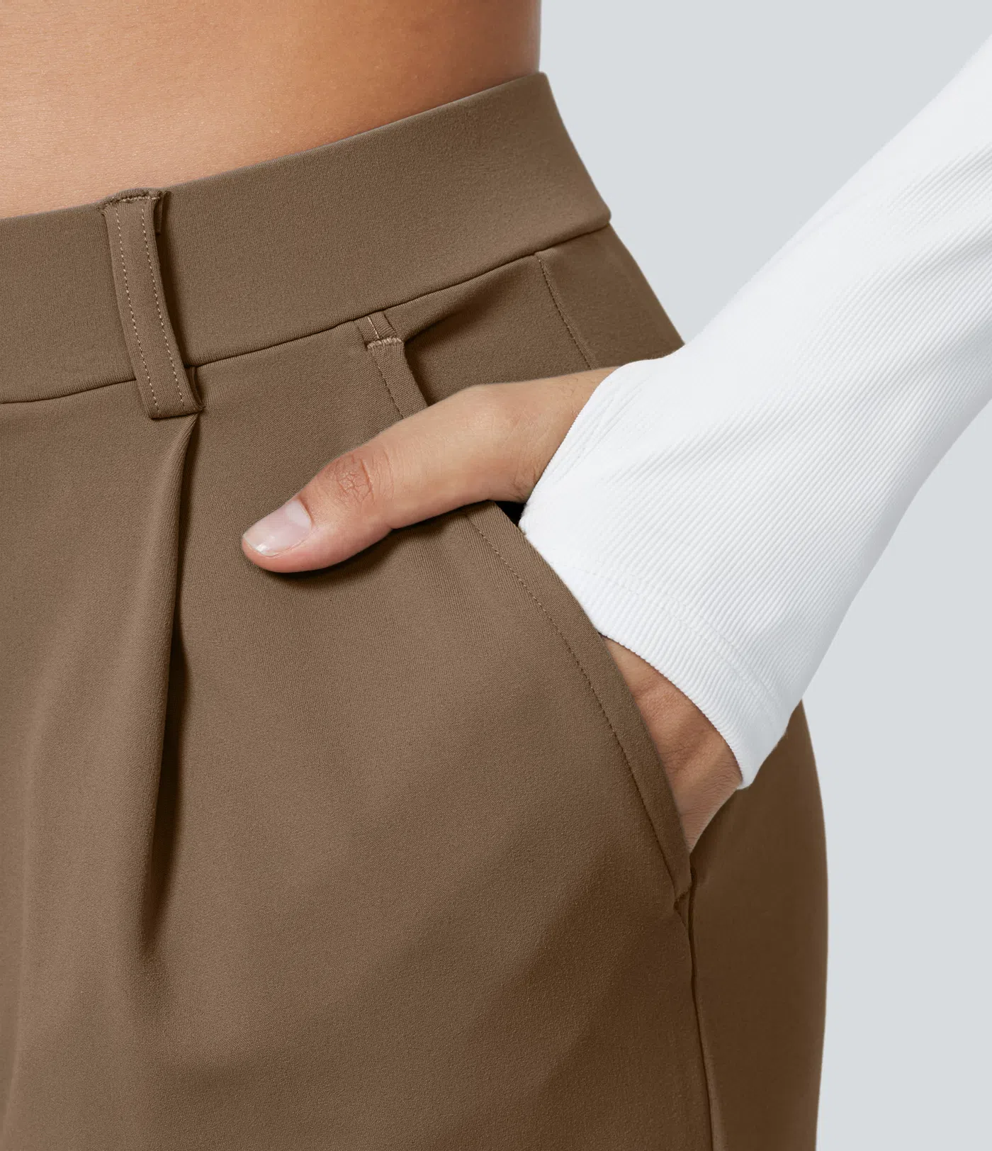 High Waisted Side Pocket Straight Leg Work Pants