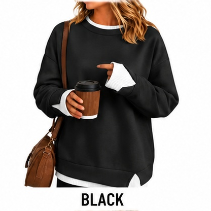 【LAST DAY SALE】Women's Layered Oversized Crew Neck Sweatshirt