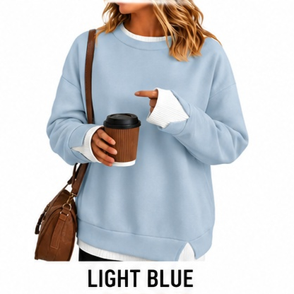 【LAST DAY SALE】Women's Layered Oversized Crew Neck Sweatshirt