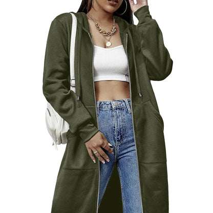 Women's Zip Up Fleece Hoodie Tunic Jacket