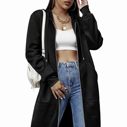 Women's Zip Up Fleece Hoodie Tunic Jacket