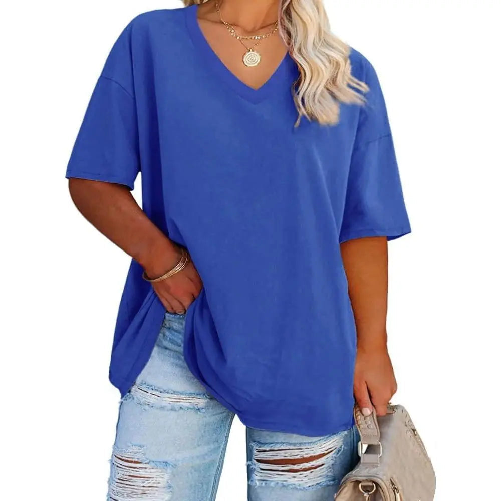 【End of Summer Sale】Women's V Neck T Shirts Summer Half Sleeve Tee