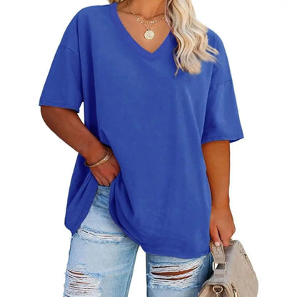 【End of Summer Sale】Women's V Neck T Shirts Summer Half Sleeve Tee