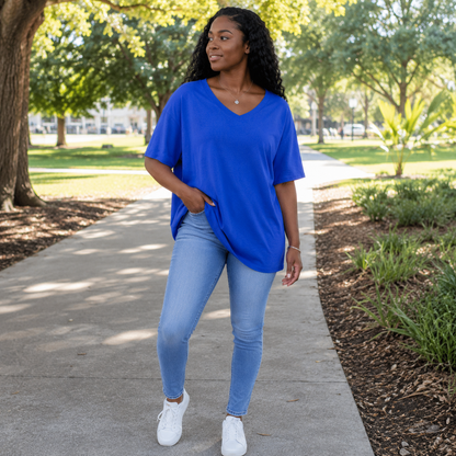 【End of Summer Sale】Women's V Neck T Shirts Summer Half Sleeve Tee