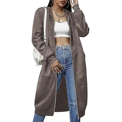 Women's Zip Up Fleece Hoodie Tunic Jacket