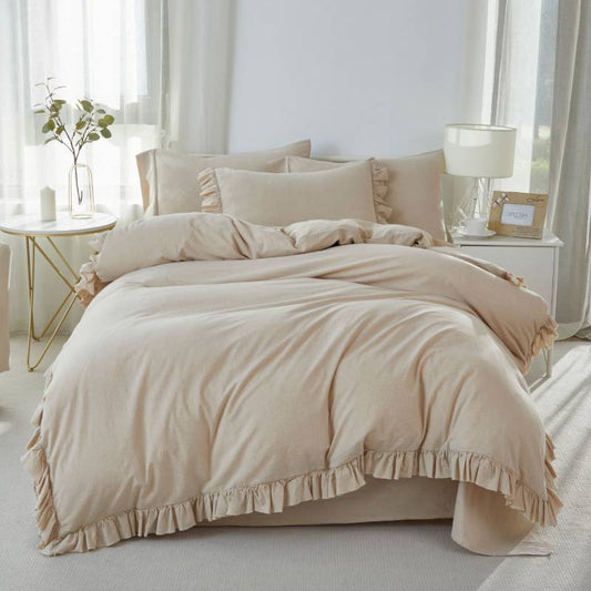 Duvet Cover Set-Ruffled Fringe Minimalist