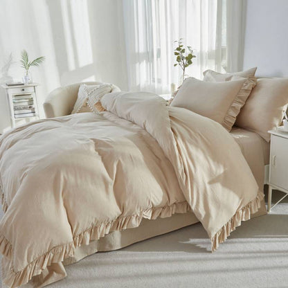 Duvet Cover Set-Ruffled Fringe Minimalist