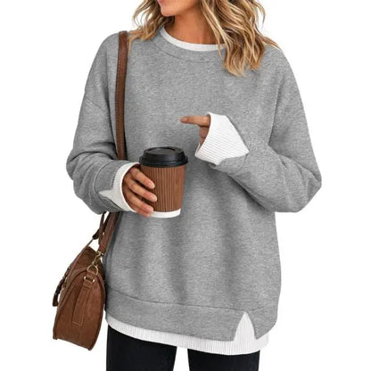 Women's Fake Two Piece Layered Sweatshirt