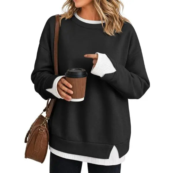 Women's Fake Two Piece Layered Sweatshirt
