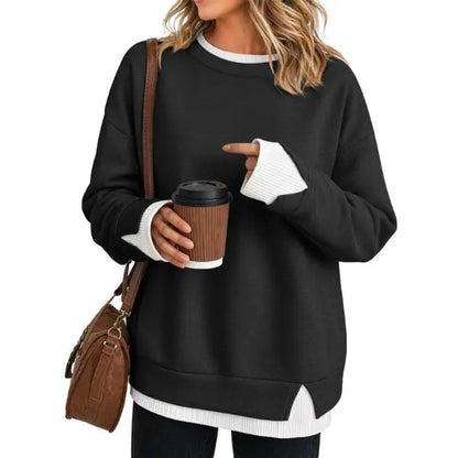 Women's Fake Two Piece Layered Sweatshirt