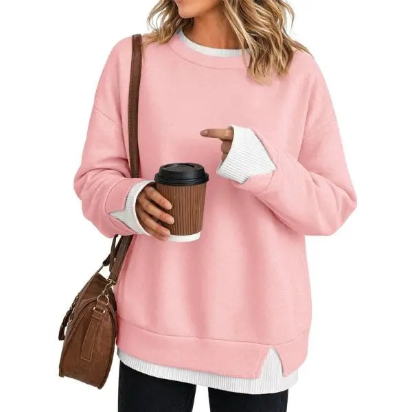 Women's Fake Two Piece Layered Sweatshirt
