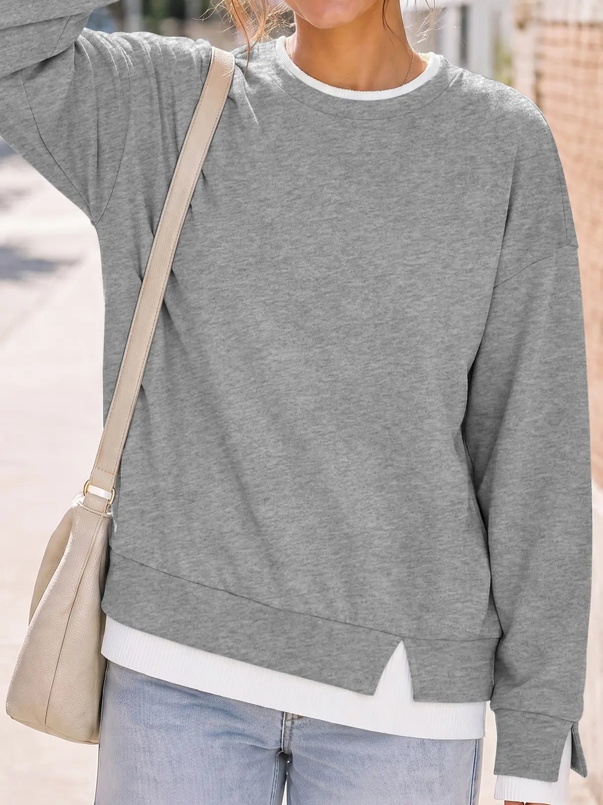 Women's Fake Two Piece Layered Sweatshirt