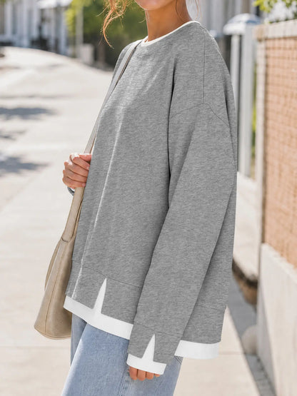 Women's Fake Two Piece Layered Sweatshirt