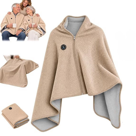 🎁Black Friday Deal｜Washable Fleece USB Heated Wrap Poncho.