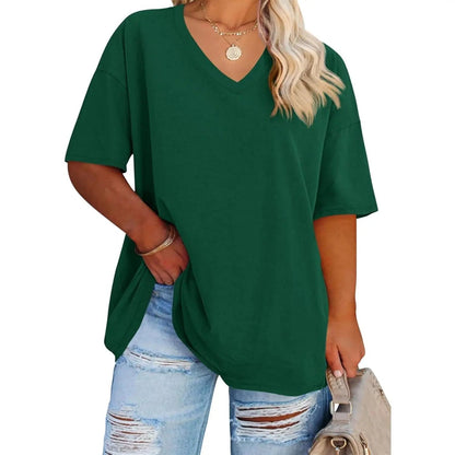 【End of Summer Sale】Women's V Neck T Shirts Summer Half Sleeve Tee