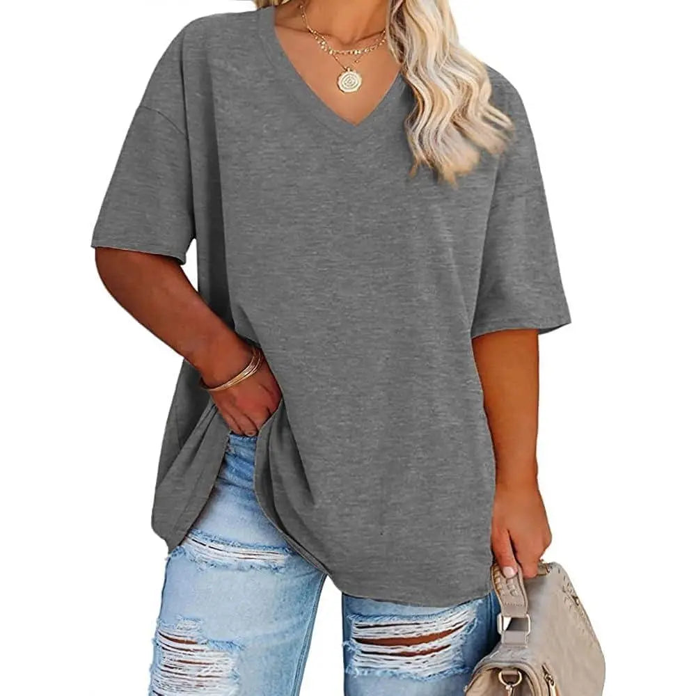 【End of Summer Sale】Women's V Neck T Shirts Summer Half Sleeve Tee