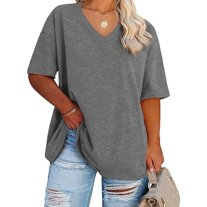 【End of Summer Sale】Women's V Neck T Shirts Summer Half Sleeve Tee