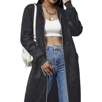 Women's Zip Up Fleece Hoodie Tunic Jacket