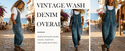 Women’s Vintage Denim Overalls – Relaxed Fit