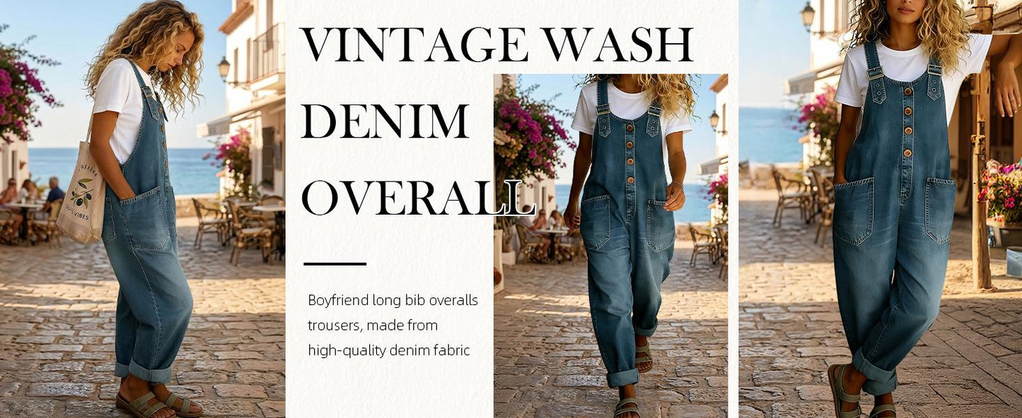 Women’s Vintage Denim Overalls – Relaxed Fit