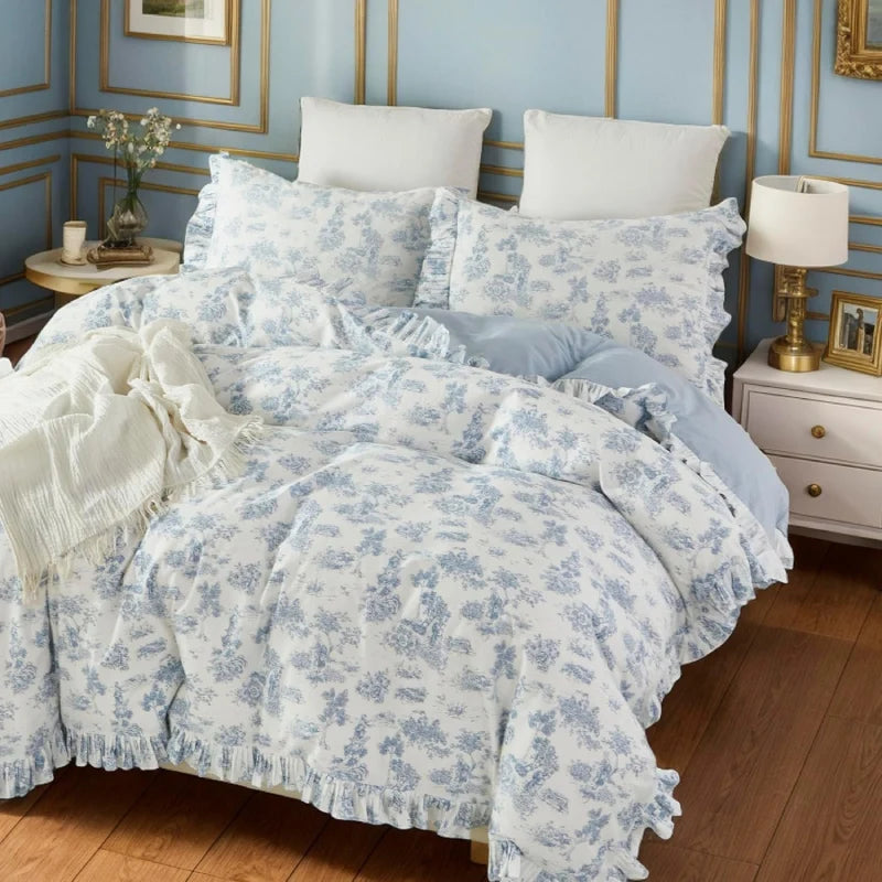 Duvet Cover Set-Blue Floral French Country