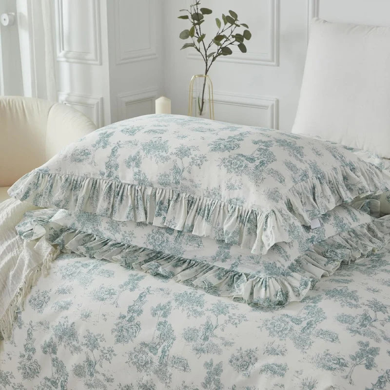 Duvet Cover Set-Green Floral French Country