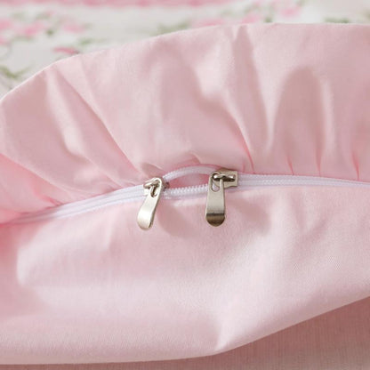 Duvet Cover Set - Botanical Stripe Ruffle