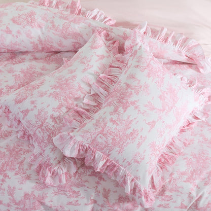 Duvet Cover Set - Pastoral Toile Ruffle
