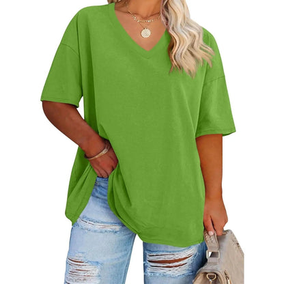 【End of Summer Sale】Women's V Neck T Shirts Summer Half Sleeve Tee